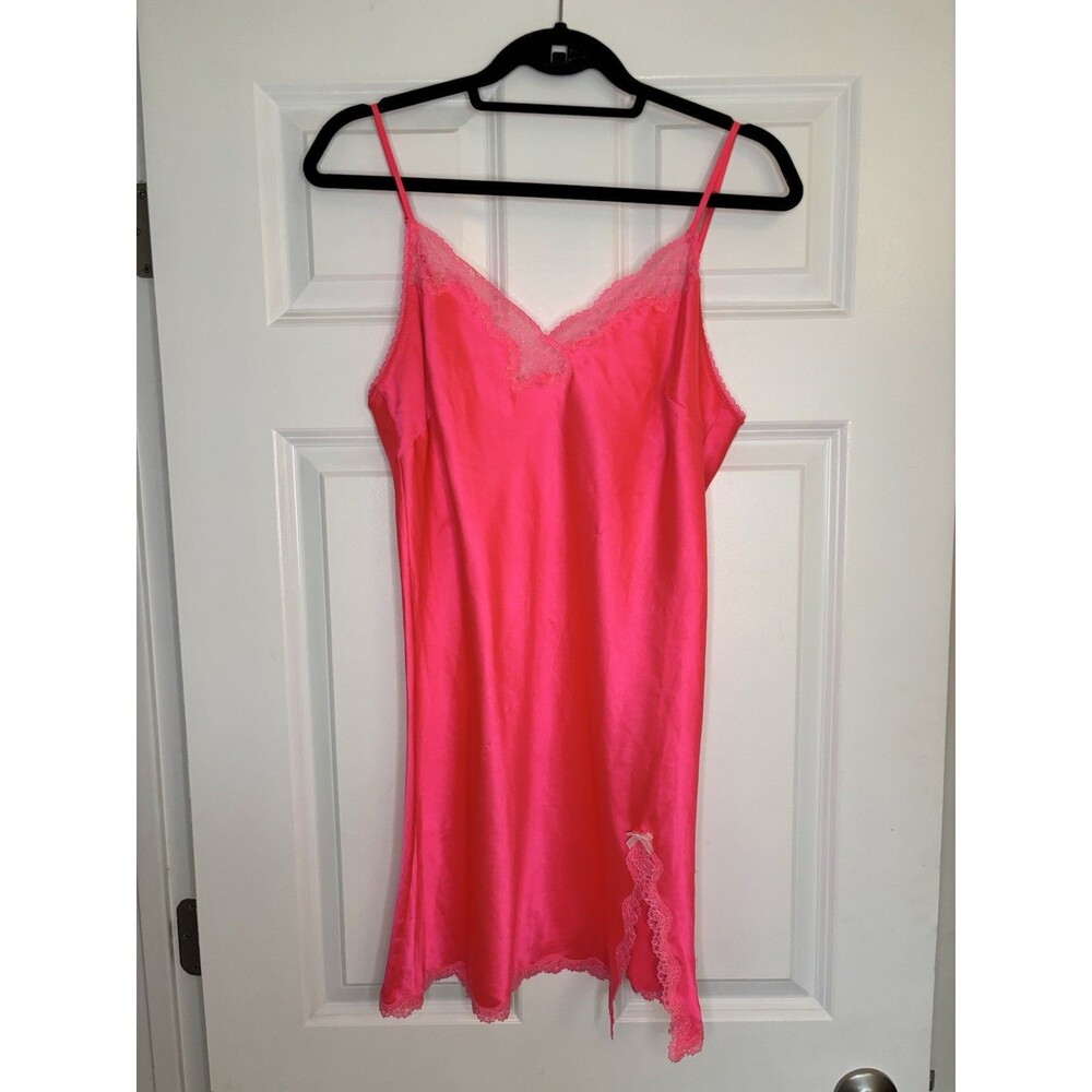 Victoria’s Secret Neon, Pink Orange Lace Slip Nightgown Size Large